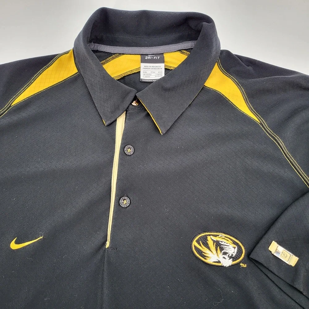 Vintage Nike Mizzou‎ Tigers Shirt Mens 2xl Dry Fit Polo University Missouri NCAA